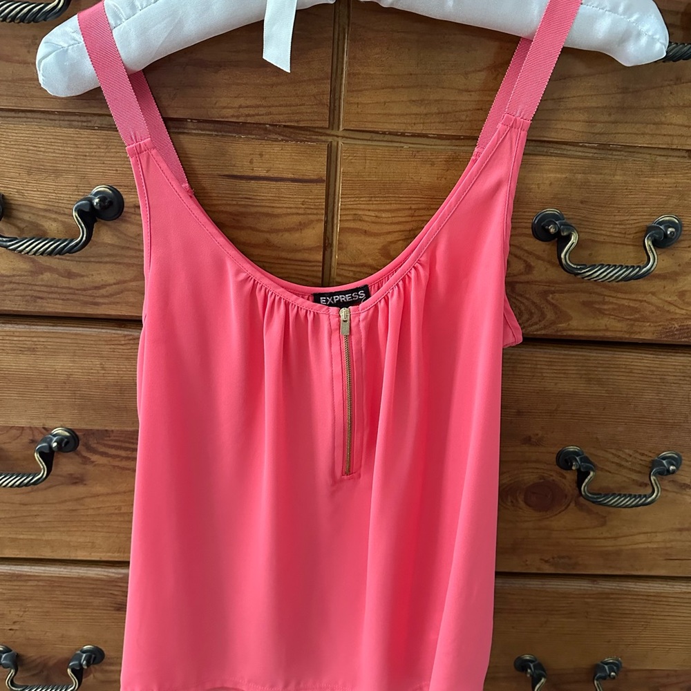 Express Pink Zip-Front Tank Top
